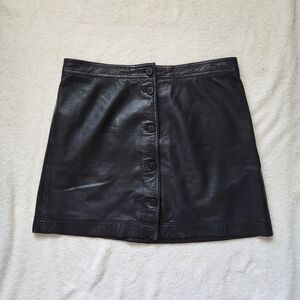 Madewell Vegan Leather Front Button Skirt Black size 12